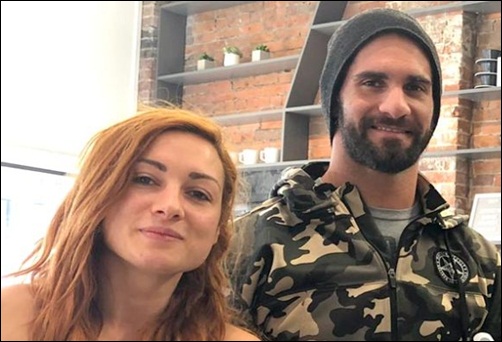 Becky Lynch with with her Bae Seth Rollins