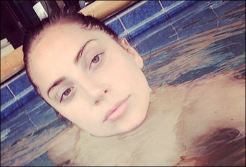 Lady Gaga swimming in pool