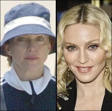 Madonna face with and without makeup
