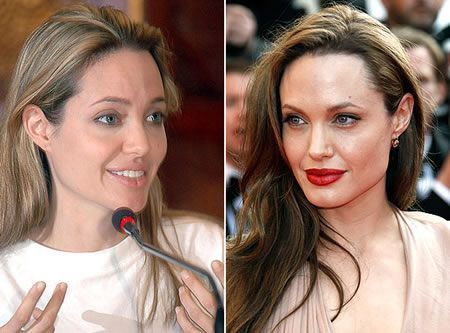 Angelina Jolie With and Without Makeup