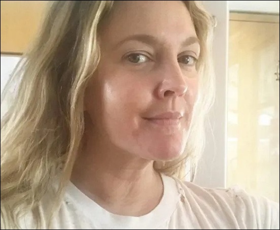Drew Barrymore Makeup-Free Face