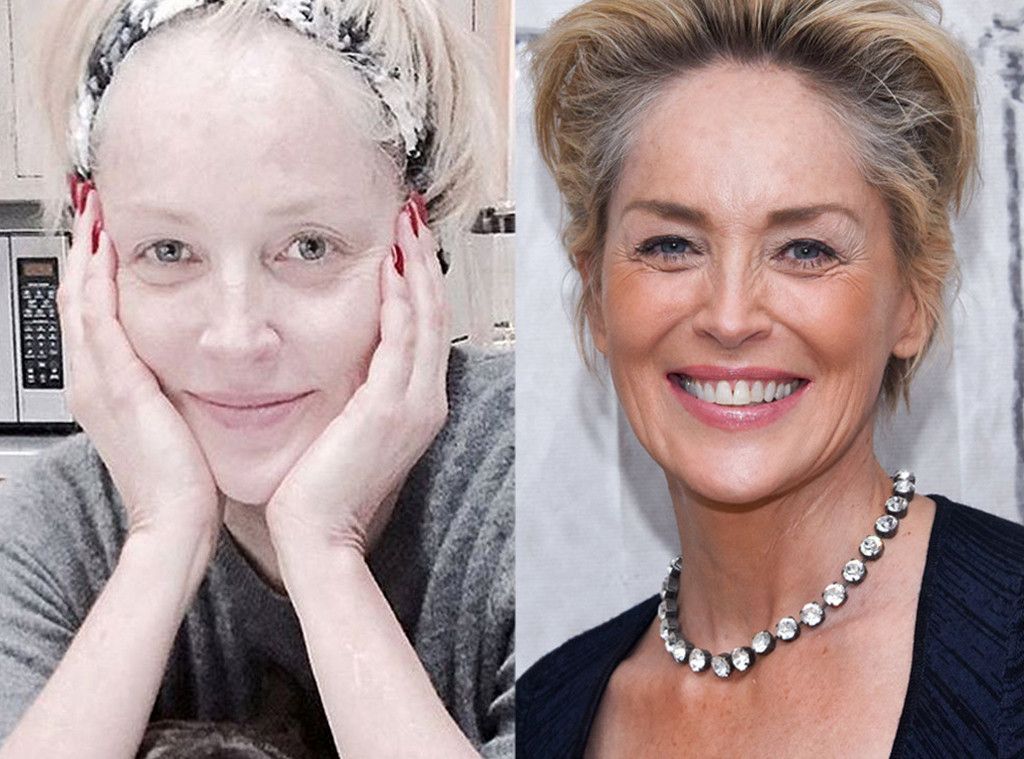 Sharon Stone With and Without Makeup